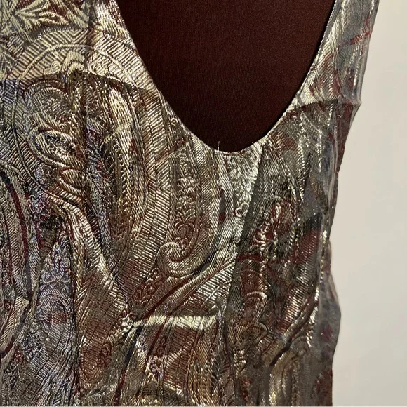 J. Crew Cate Cami Gold Top Tank Metallic paisley, NWT, Size 2 - Picture 8 of 9